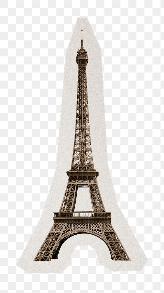 PNG Eiffel tower sticker with white border, transparent background