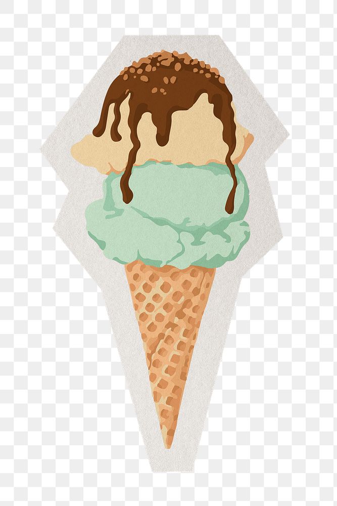 PNG ice cream sticker with white border, transparent background