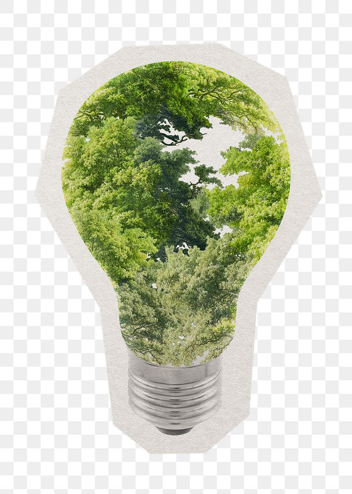 PNG Eco bulb sticker with white border, transparent background