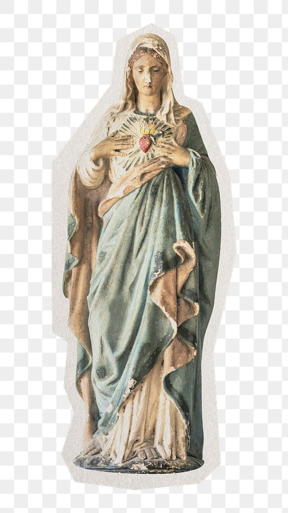 PNG The Virgin Mary sticker with white border, transparent background