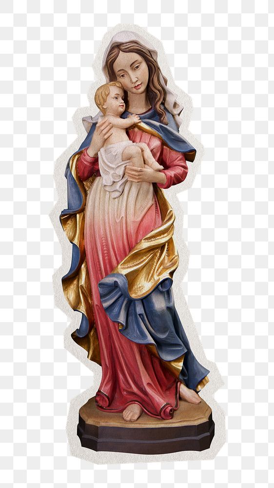 PNG Madonna Mit Kind sticker with white border, transparent background