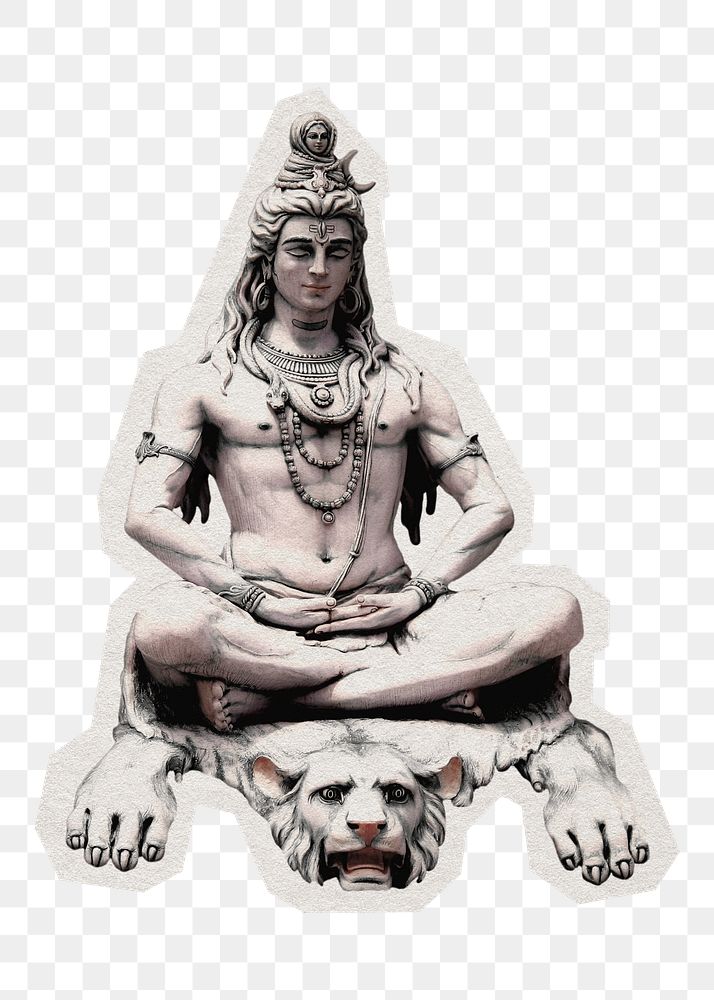 PNG Shiva statue  sticker with white border, transparent background
