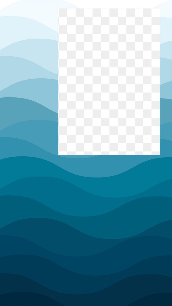 Blue wave png frame, transparent background