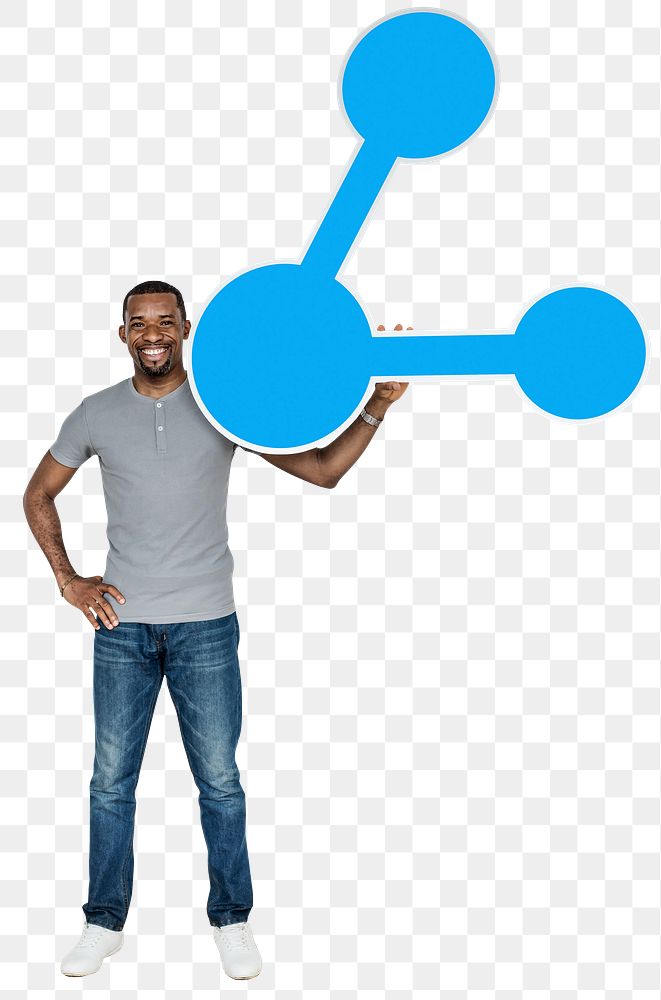 Png Man holding sharing icon, transparent background