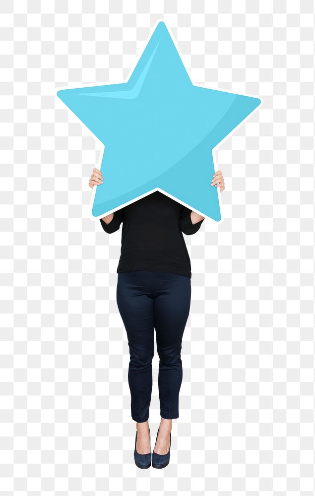 Png Woman holding star, transparent background