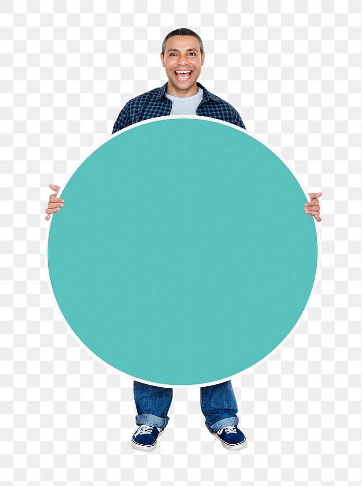 Png A man holding an empty circle, transparent background