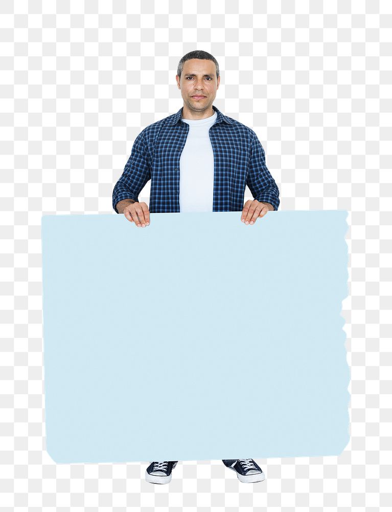 Png Man holding stand together sign, transparent background