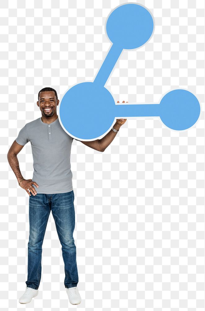 Png Man holding sharing icon, transparent background