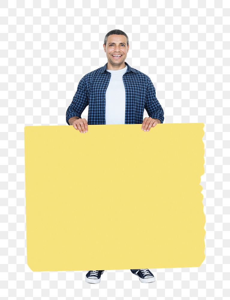 Png Man holding stand together sign, transparent background