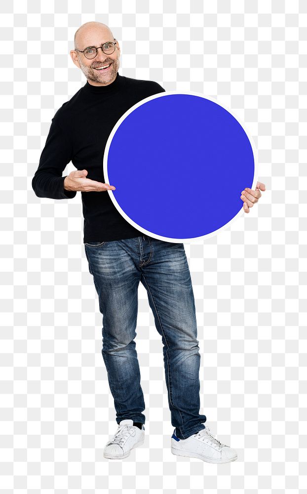 Png Cool entrepreneur holding blank circles, transparent background