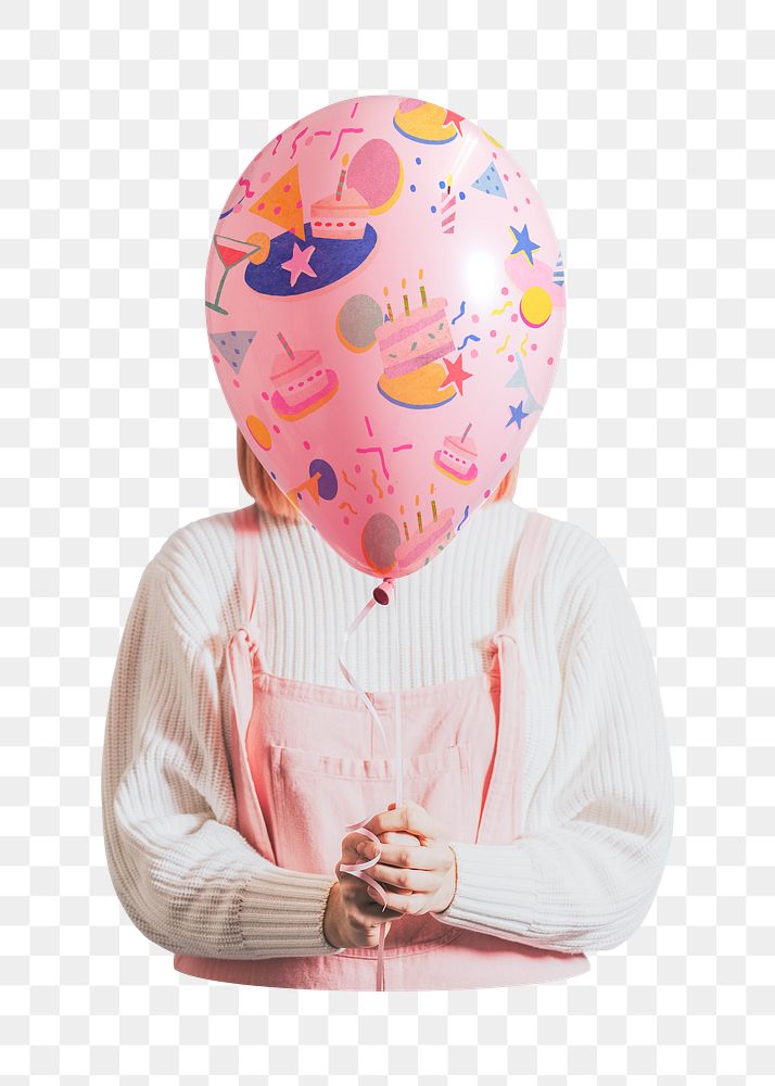 PNG Pink balloon, collage element on transparent background