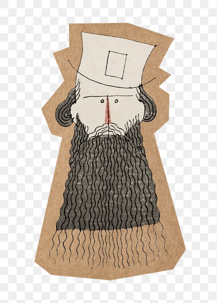 Man with beard png, cut out paper element, transparent background