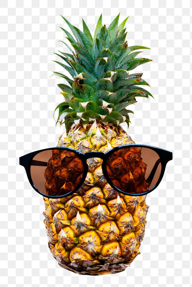 PNG Pineapple with sunglasses, collage element, transparent background