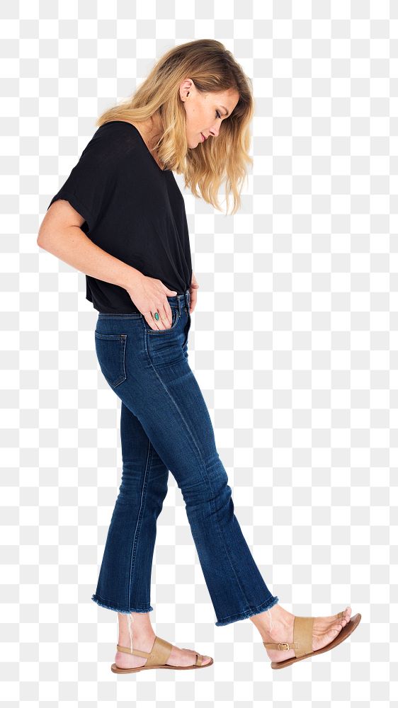 Blonde woman png element, transparent background