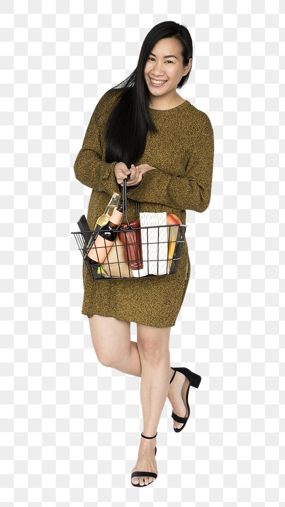 Woman shopping png element, transparent background