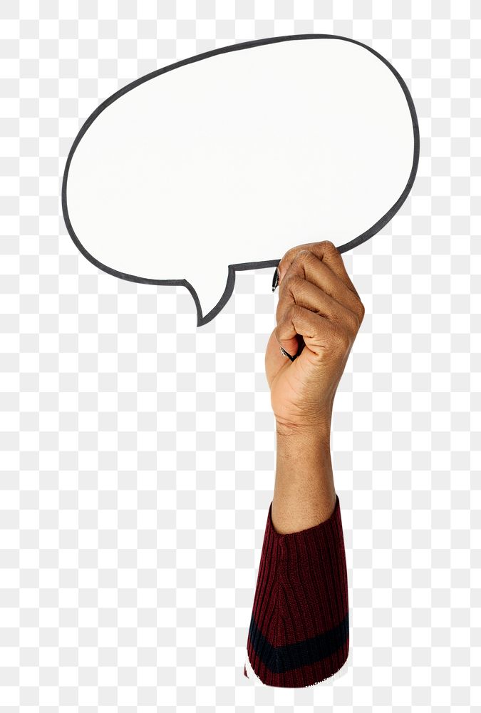 Hand holding png speech bubble transparent background