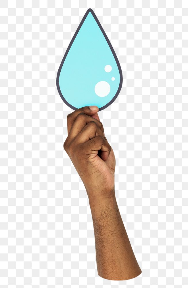 Hand holding png water drop transparent background