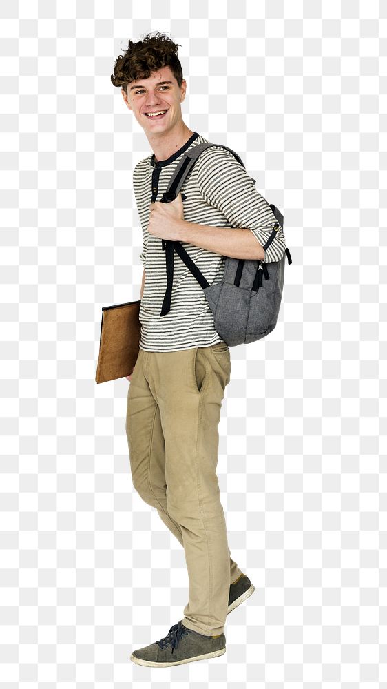 Smiling student png, teenage boy, transparent background