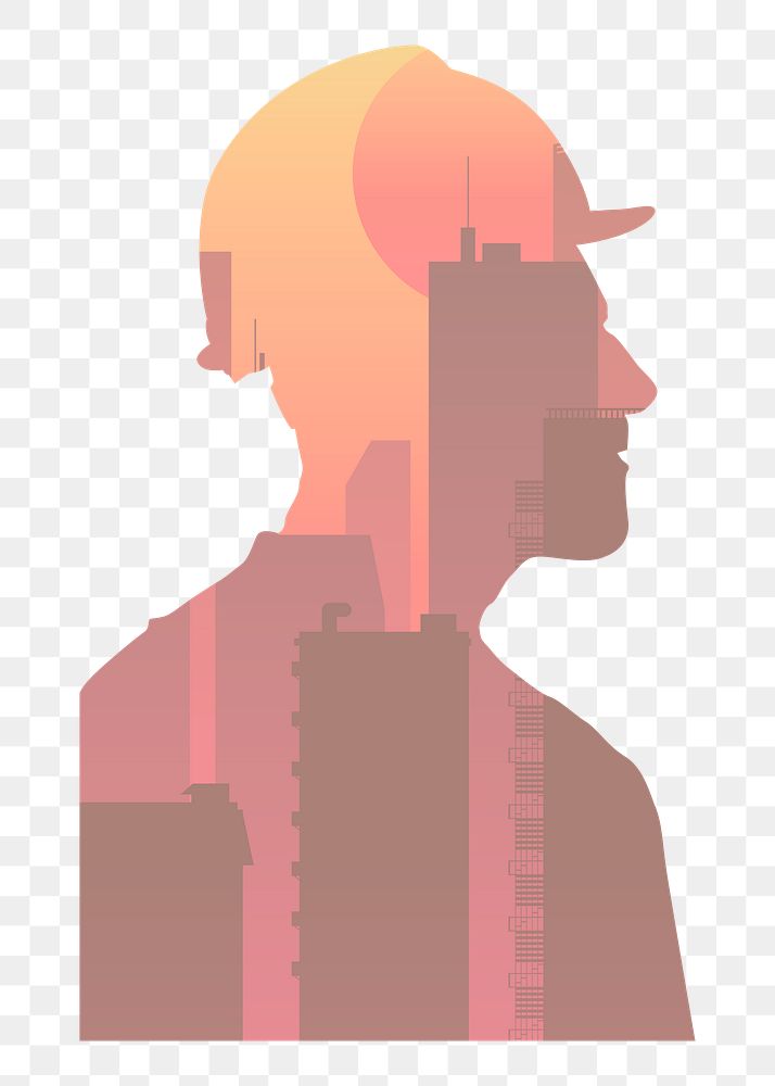  Png construction worker expectation illustrated element, transparent background