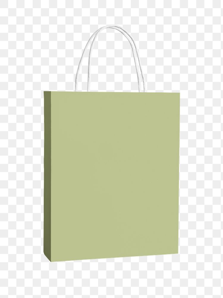 Green shopping bag png object, transparent background