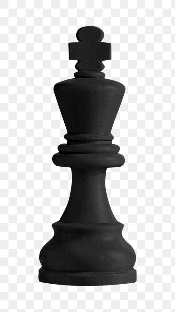 Png black king chess piece element, transparent background