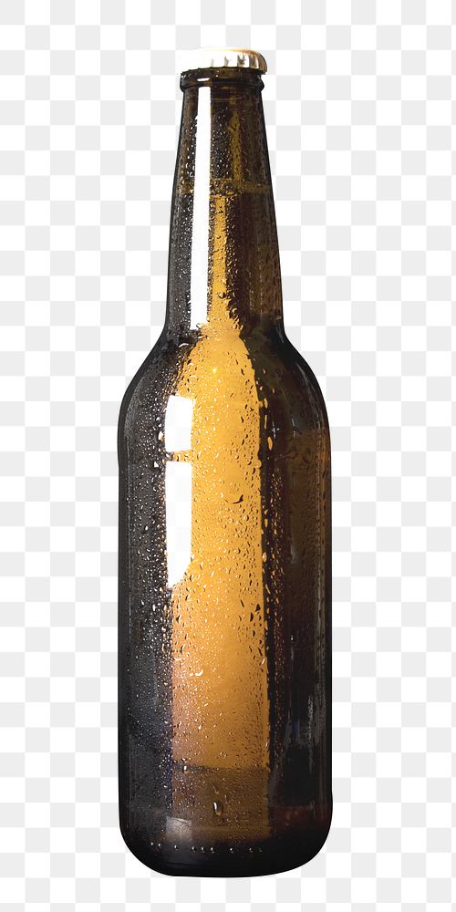 PNG beer bottle, collage element, transparent background