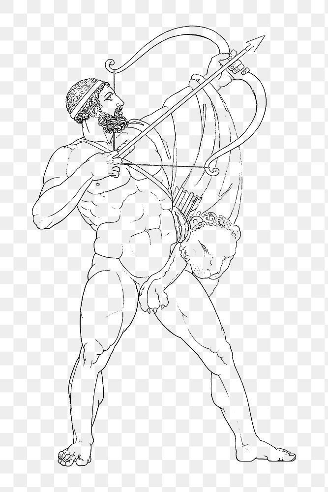 Vintage greek people png illustration,  Hercules on transparent background