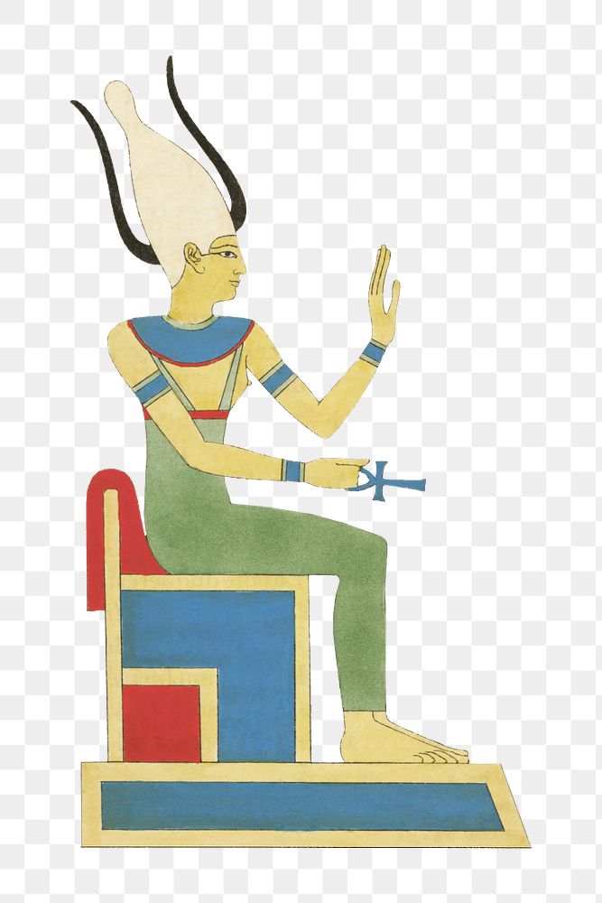 Egypt god png vintage illustration, transparent background