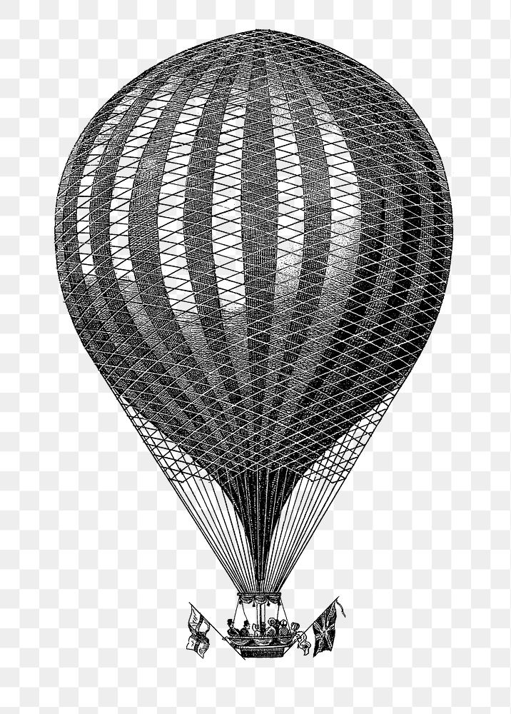 Balloon png vintage illustration on transparent background