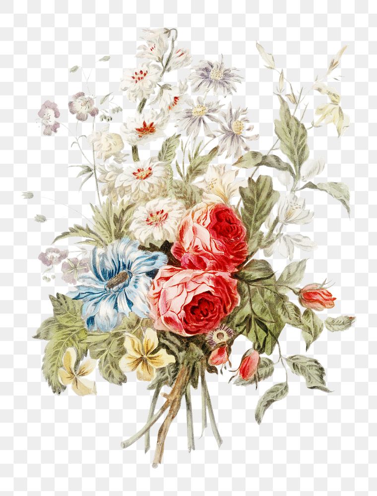 Bouquet of flowers png, vintage transparent background