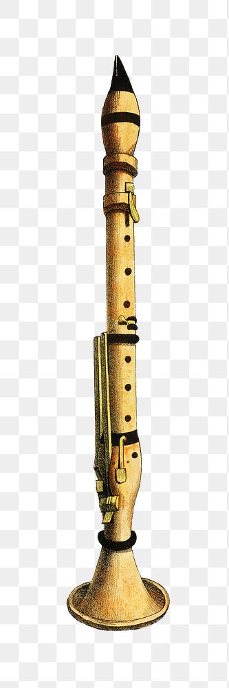 Flute png vintage illustration, music instrument on transparent background
