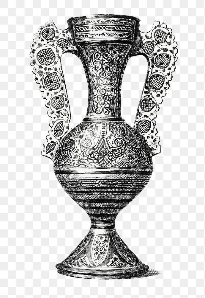 Png Hispano-Moorish vase sticker, transparent background