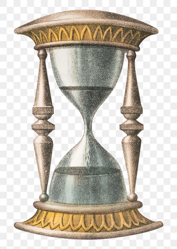 Hourglass png, vintage decoration illustration on transparent background. Remixed by rawpixel.