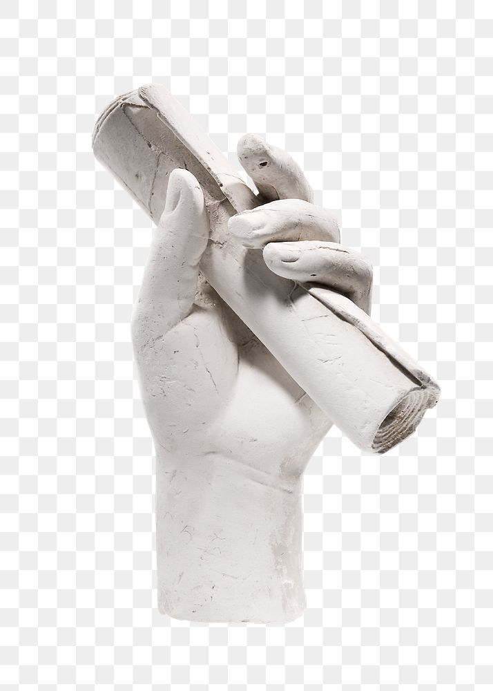 Left Hand png Clutching Scroll by Hiram Powers, transparent background. Remixed by rawpixel.