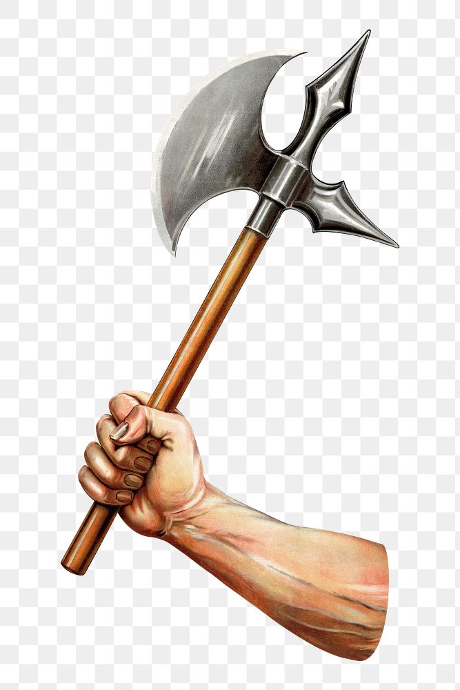 Battle ax png war sticker, transparent background.  Remixed by rawpixel.