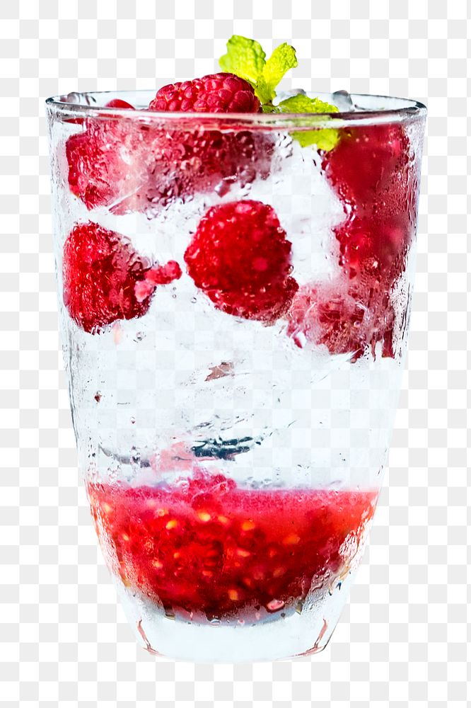 Png raspberry infused water, transparent background