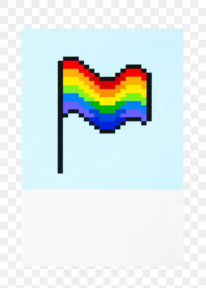 PNG Pixelated pride LGBT rainbow flag, collage element, transparent background