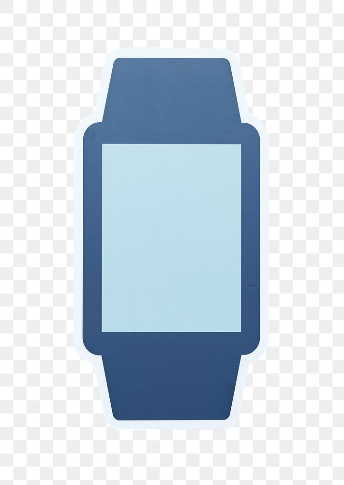 PNG Blue smart watch sticker transparent background