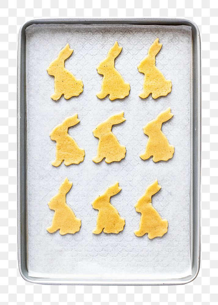 PNG Homemade Easter sugar bunny cookies, collage element, transparent background