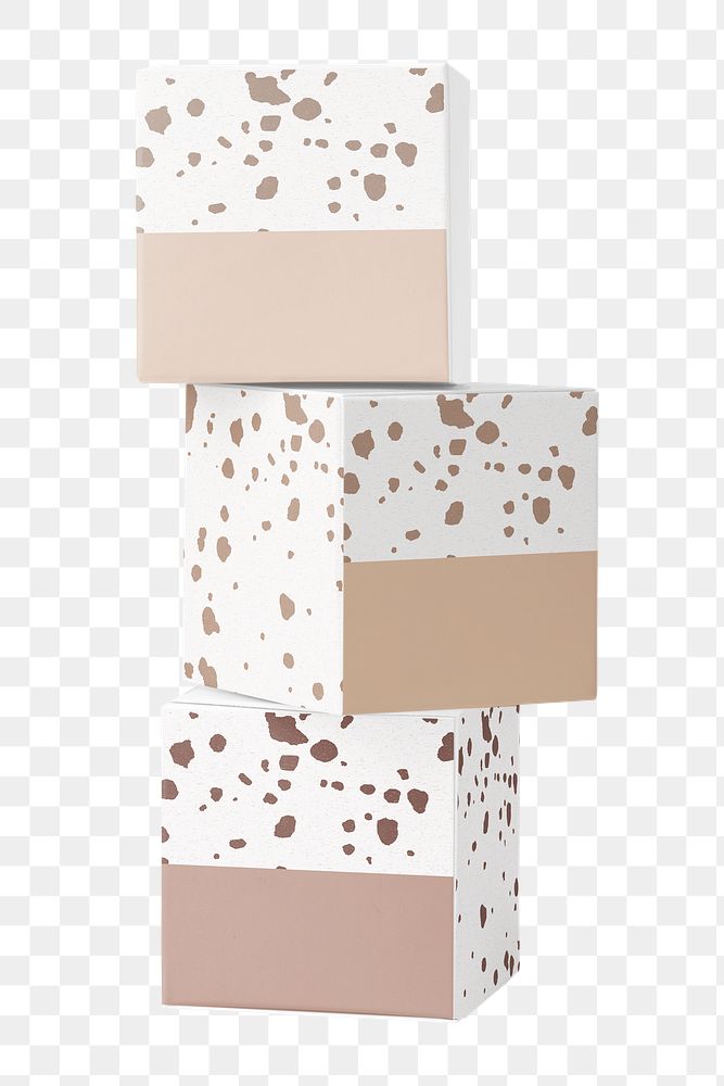 Beauty product boxes png sticker, terrazzo design, transparent background