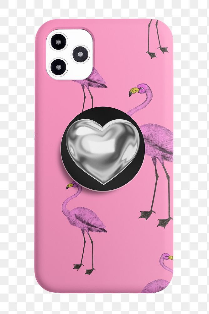 Pink phone case png heart grip tok, transparent background