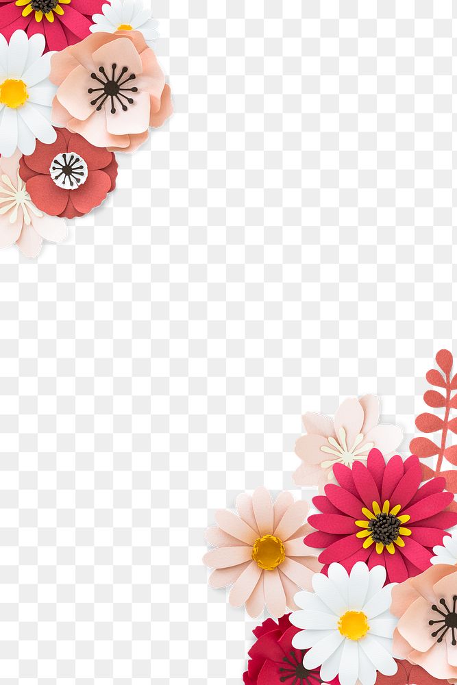 Flower border png element, transparent background