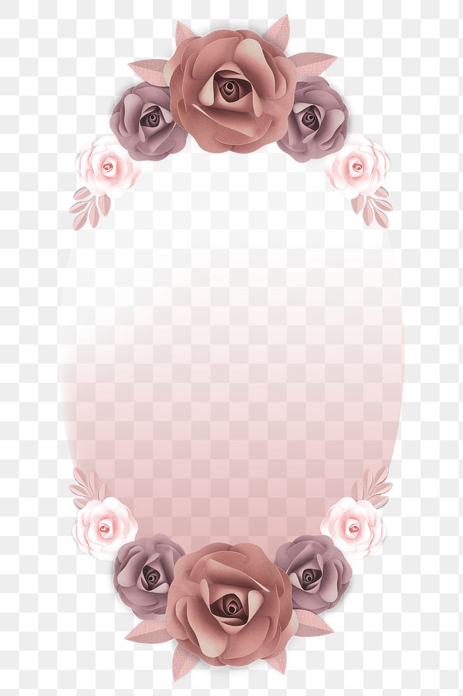 Rose frame png element, transparent background