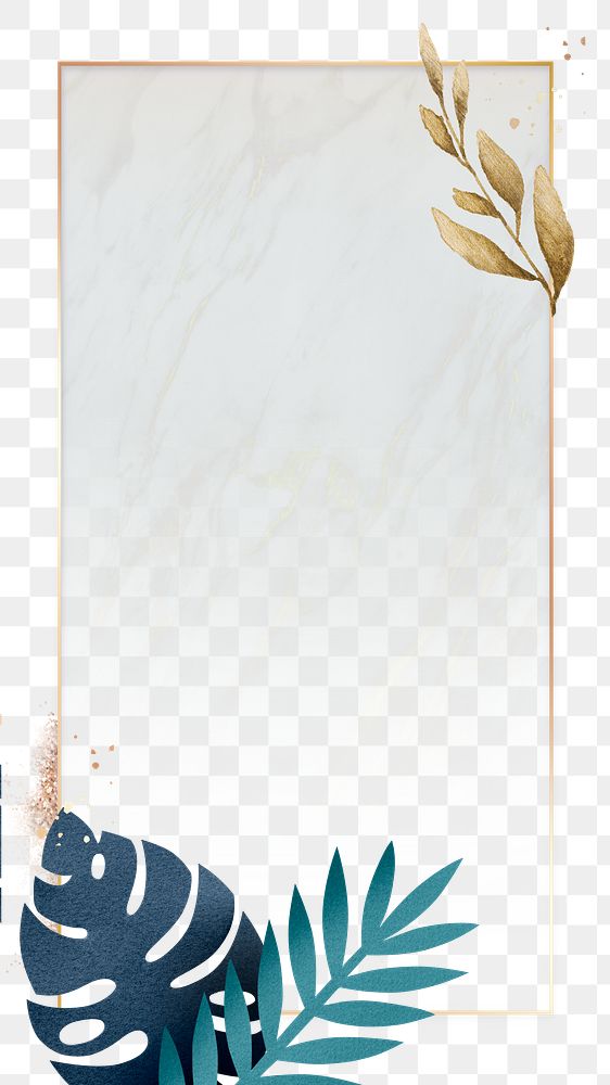 Leaf frame png element, transparent background