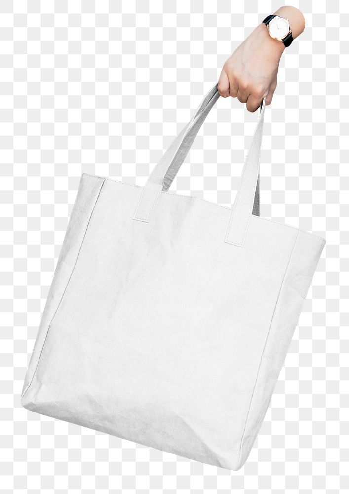 PNG white paper bag, collage element, transparent background