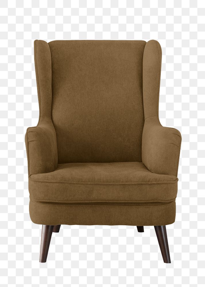 Brown armchair png furniture, transparent background