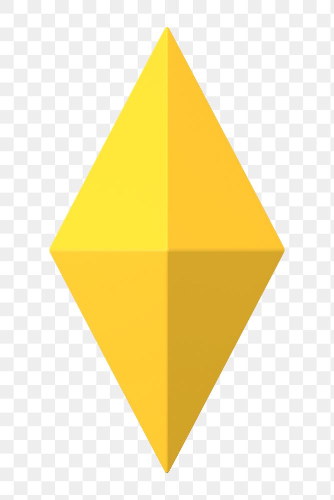 3D png triangular dipyramid sticker, geometric shape on transparent background