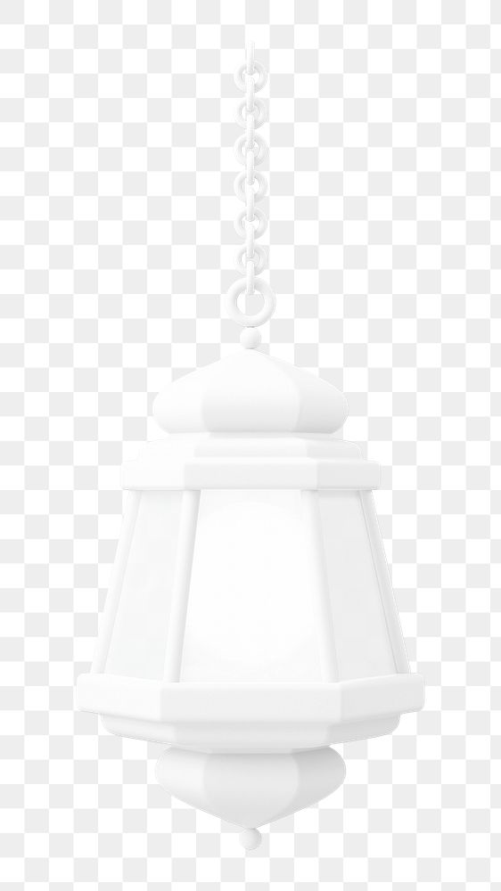 White lantern png 3D sticker, Ramadan symbol illustration on transparent background