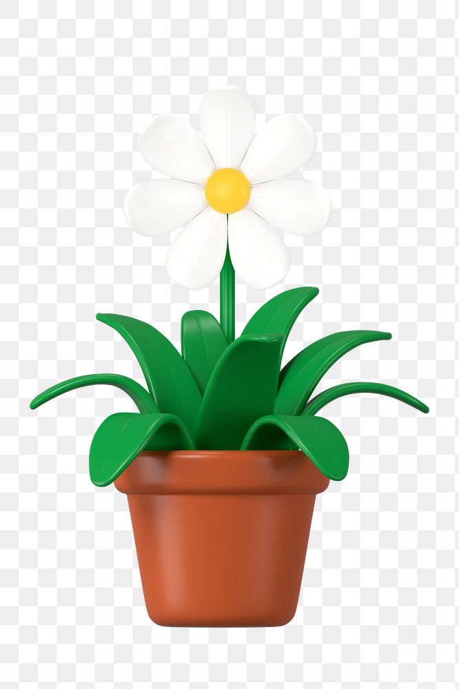 Cute flower pot png, 3D houseplant illustration on transparent background