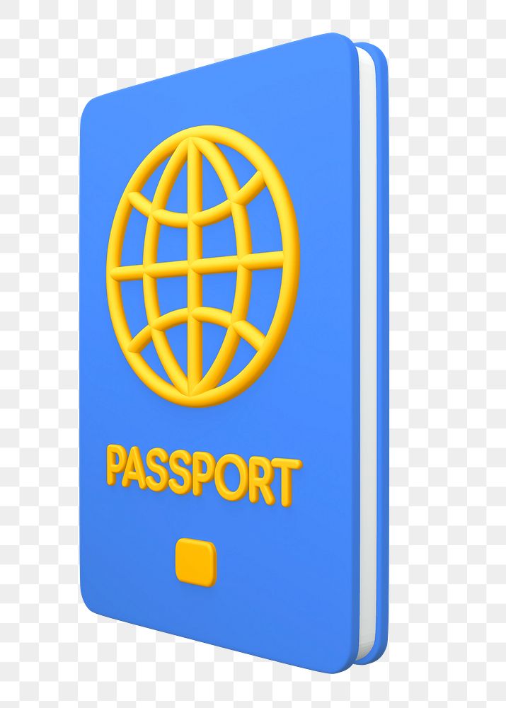 Blue passport png sticker, travel 3D cartoon transparent background